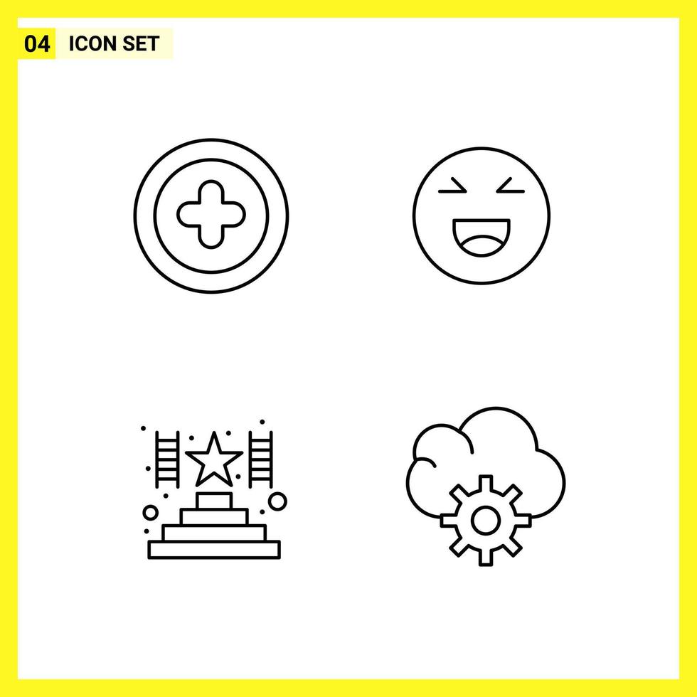 4 Icon Set Simple Line Symbols Outline Sign on White Background for Website Design Mobile Applications and Print Media vector