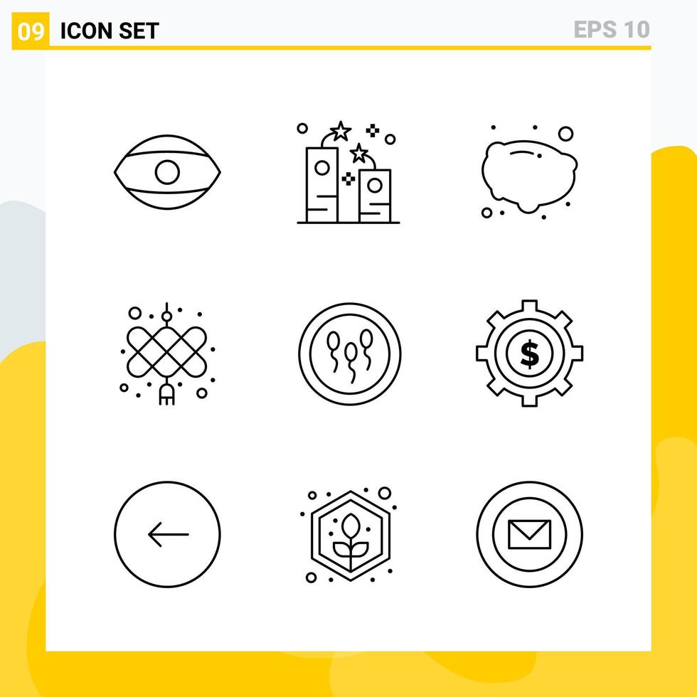 Collection of 9 Universal Line Icons Icon Set for Web and Mobile vector
