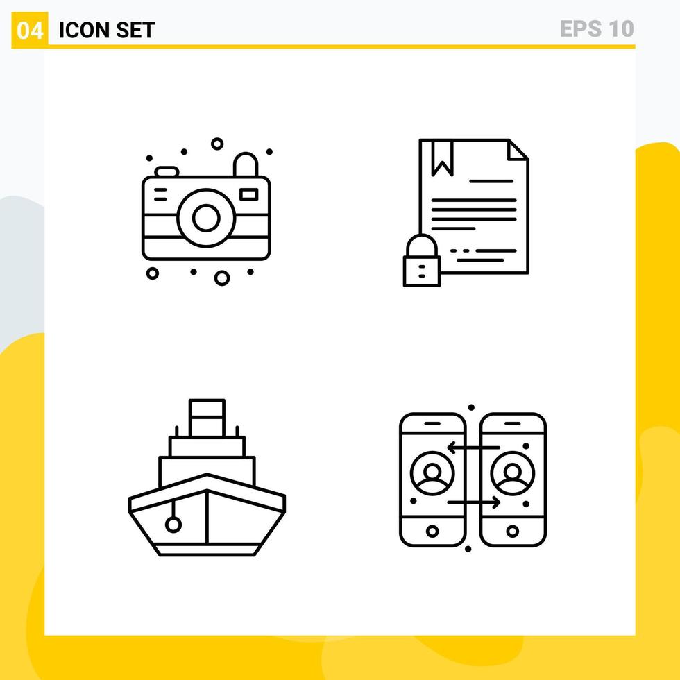 Collection of 4 Universal Line Icons Icon Set for Web and Mobile vector