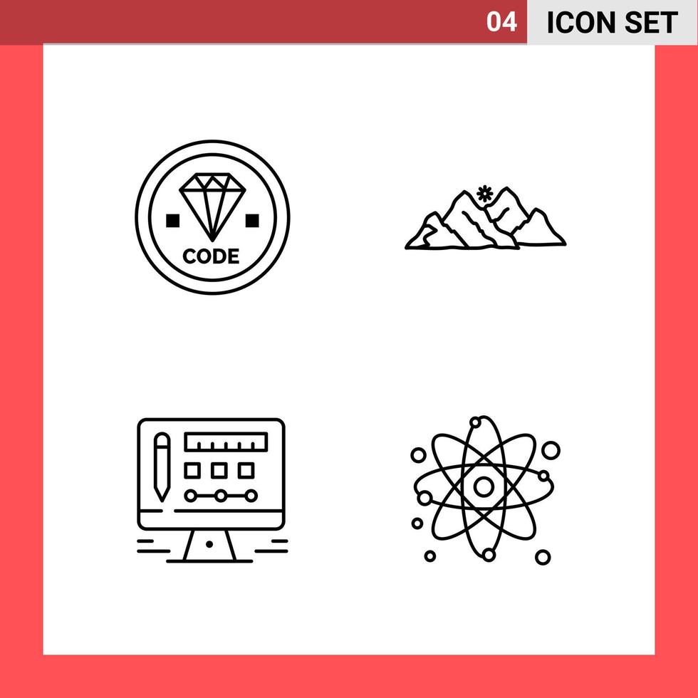 4 Icon Pack Line Style Outline Symbols on White Background Simple Signs for general designing vector