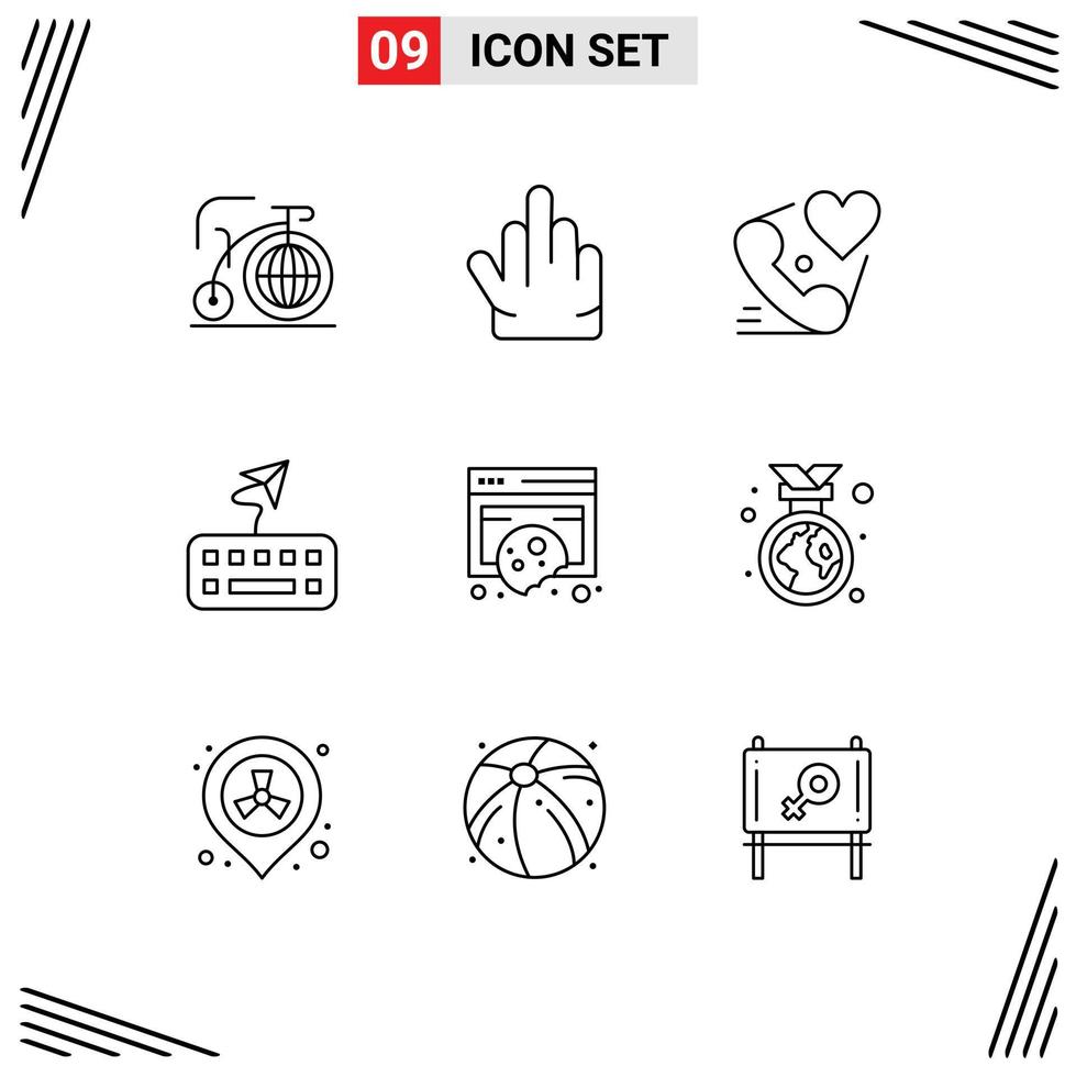User Interface Pack of 9 Basic Outlines of data compliance call type attach Editable Vector Design Elements