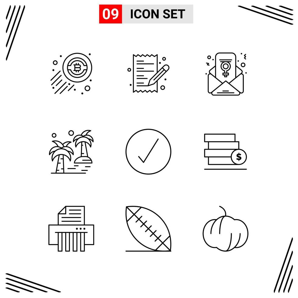 9 iconos estilo de línea cuadrícula basada en símbolos de contorno creativo para el diseño de sitios web signos de icono de línea simple aislados en fondo blanco 9 conjunto de iconos vector