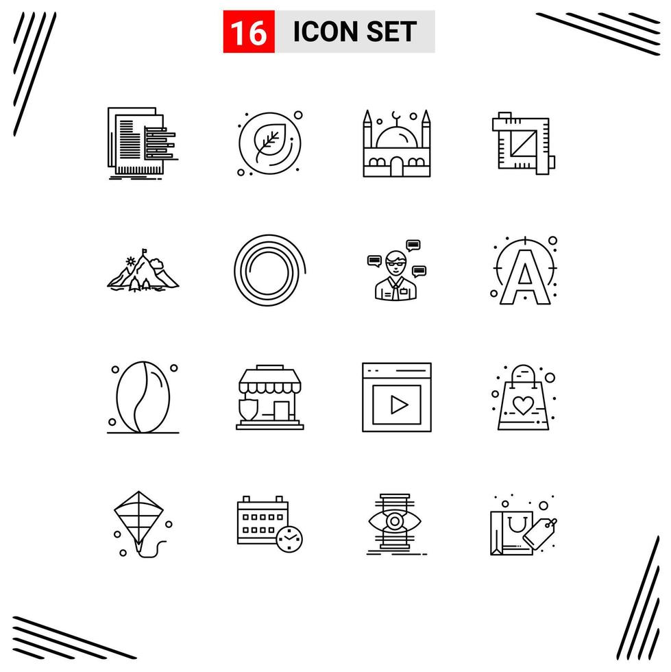 Group of 16 Modern Outlines Set for flag graphic editor islam designing tool crop Editable Vector Design Elements