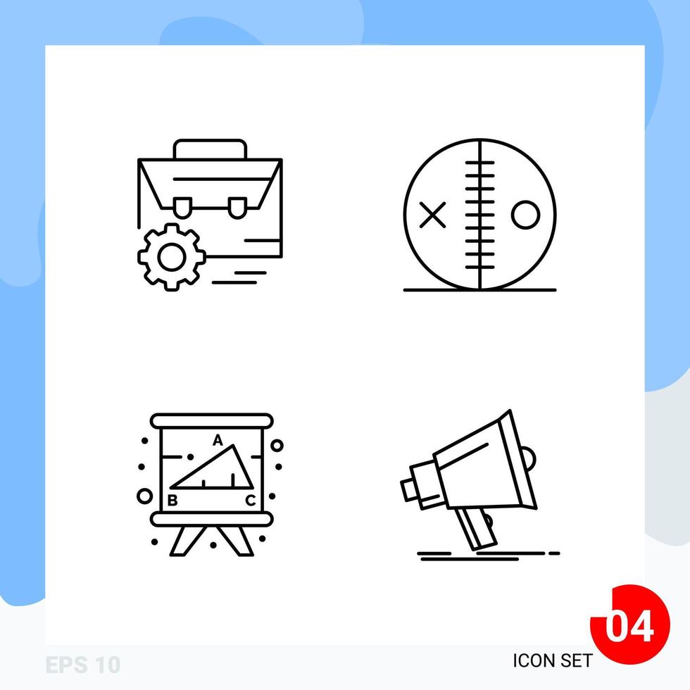 Modern Pack of 4 Icons Line Outline Symbols isolated on White Backgound for Website designing vector
