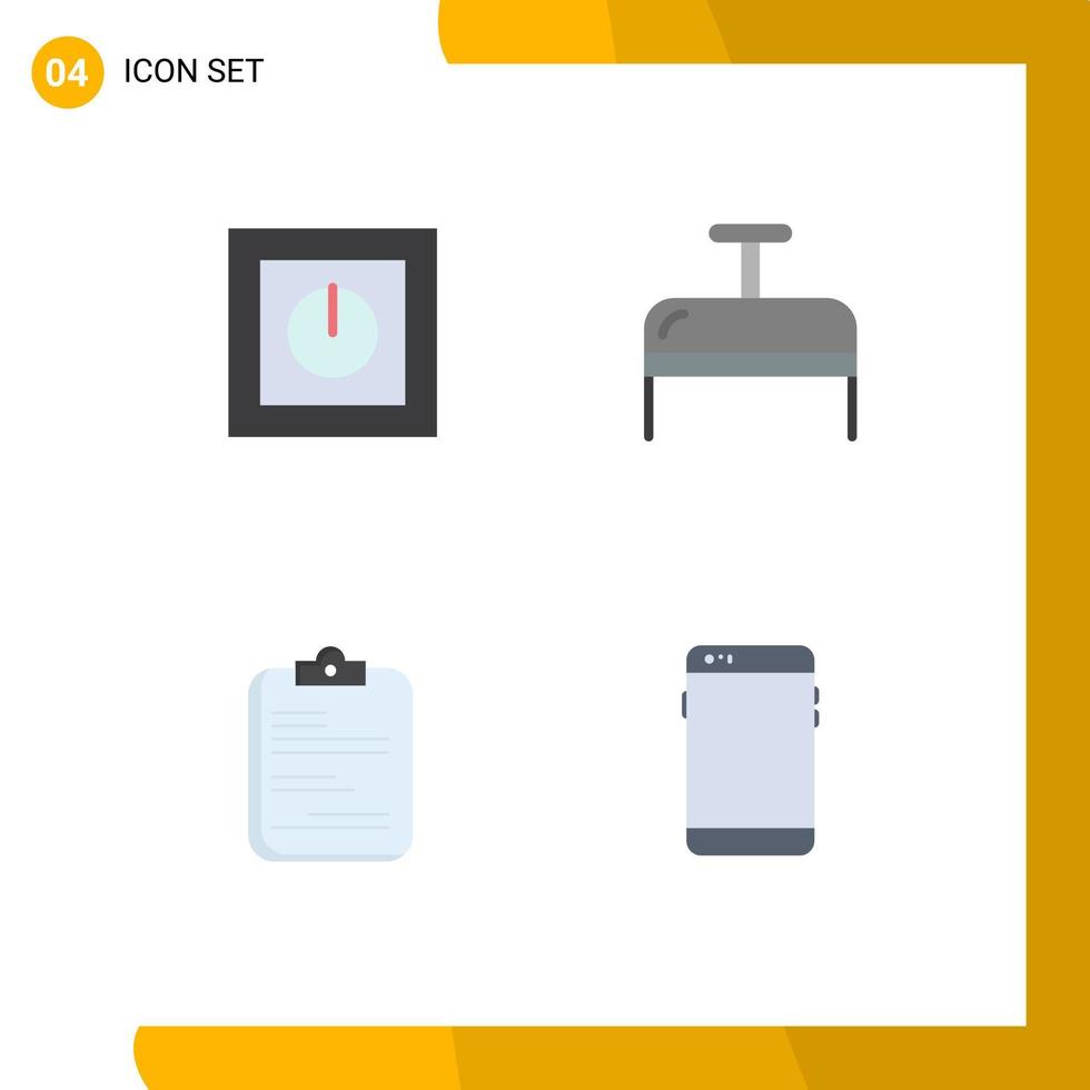 Set of 4 Vector Flat Icons on Grid for devices medical safe luggage checklist Editable Vector Design Elements