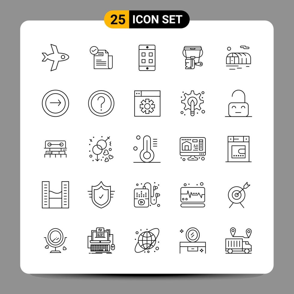25 Black Icon Pack Outline Symbols Signs for Responsive designs on white background 25 Icons Set vector