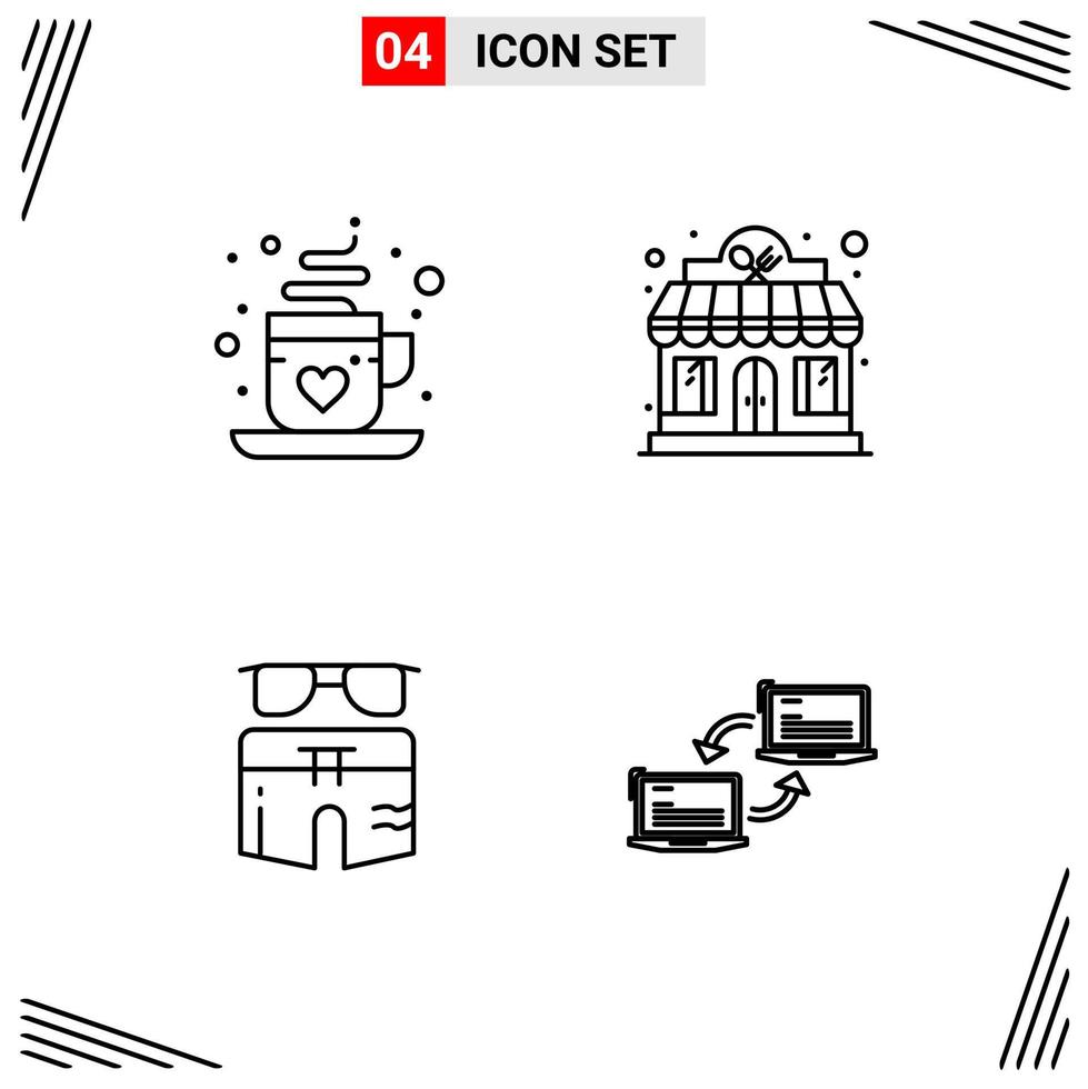 4 Icons Line Style Grid Based Creative Outline Symbols for Website Design Simple Line Icon Signs Isolated on White Background 4 Icon Set vector