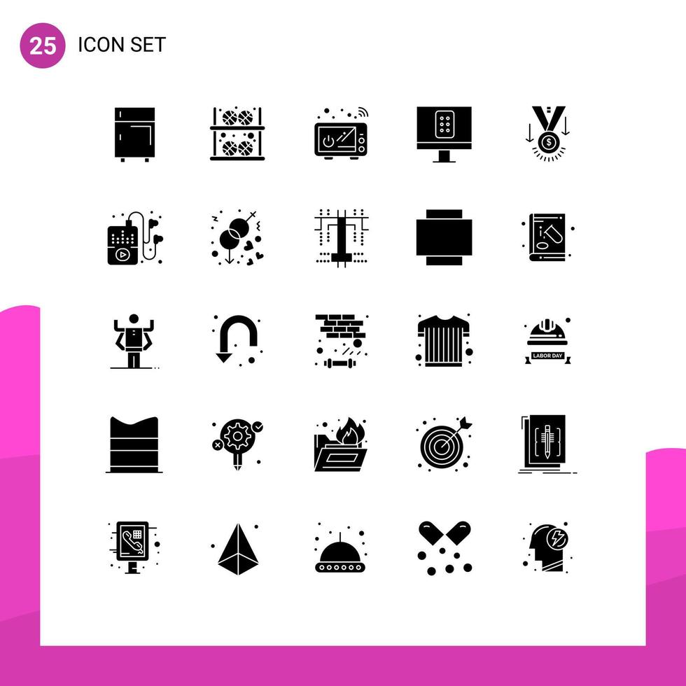 25 Creative Icons Modern Signs and Symbols of award remote player control kitchenware Editable Vector Design Elements