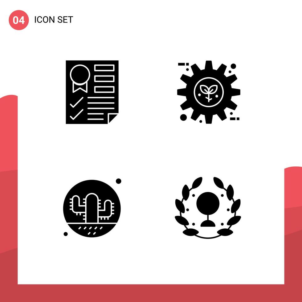 4 Universal Solid Glyphs Set for Web and Mobile Applications data setting report energy desert Editable Vector Design Elements