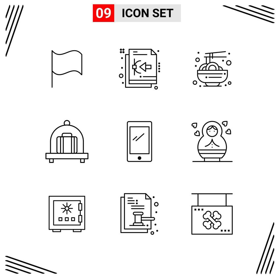 9 Icons Line Style Grid Based Creative Outline Symbols for Website Design Simple Line Icon Signs Isolated on White Background 9 Icon Set vector