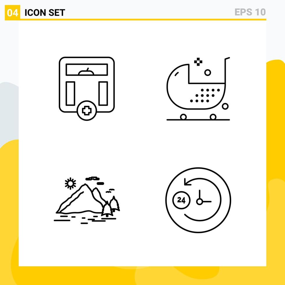 Collection of 4 Universal Line Icons Icon Set for Web and Mobile vector