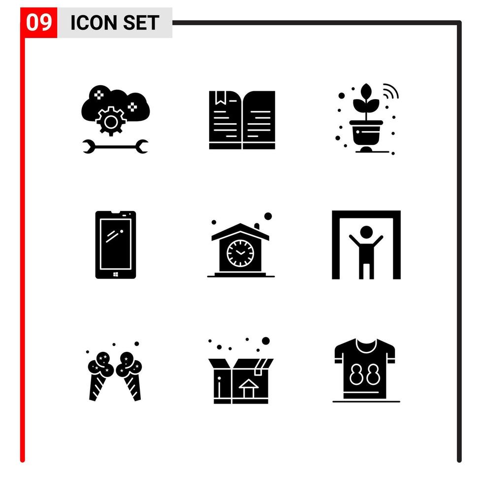 9 General Icons for website design print and mobile apps 9 Glyph Symbols Signs Isolated on White Background 9 Icon Pack vector