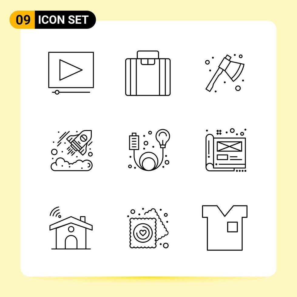 9 Creative Icons for Modern website design and responsive mobile apps 9 Outline Symbols Signs on White Background 9 Icon Pack vector