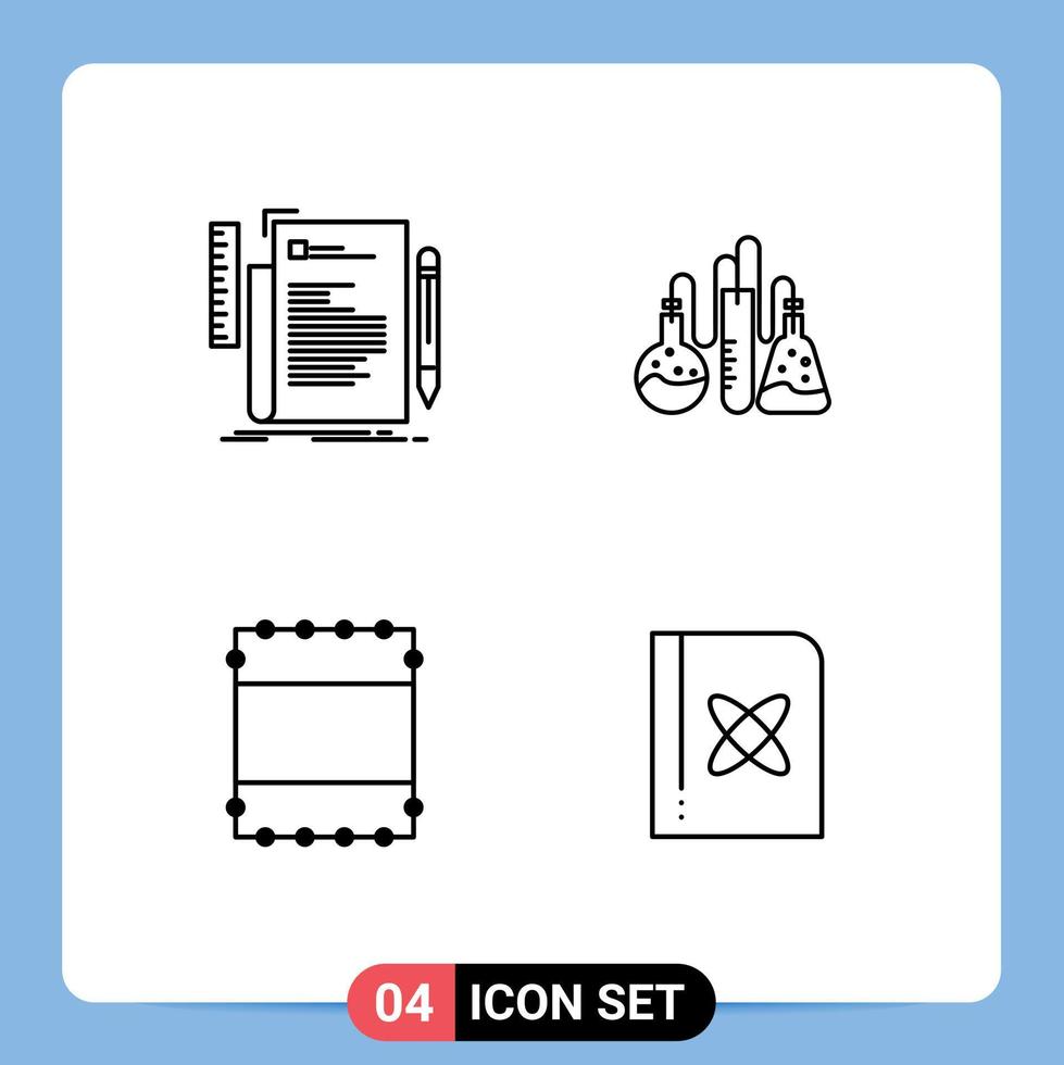 conjunto de 4 colores planos de línea de llenado vectorial en cuadrícula para programación de diseño de código elementos de diseño vectorial editables de libro de drogas vector
