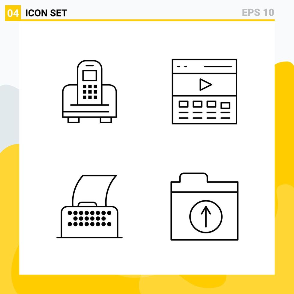 Collection of 4 Universal Line Icons Icon Set for Web and Mobile vector