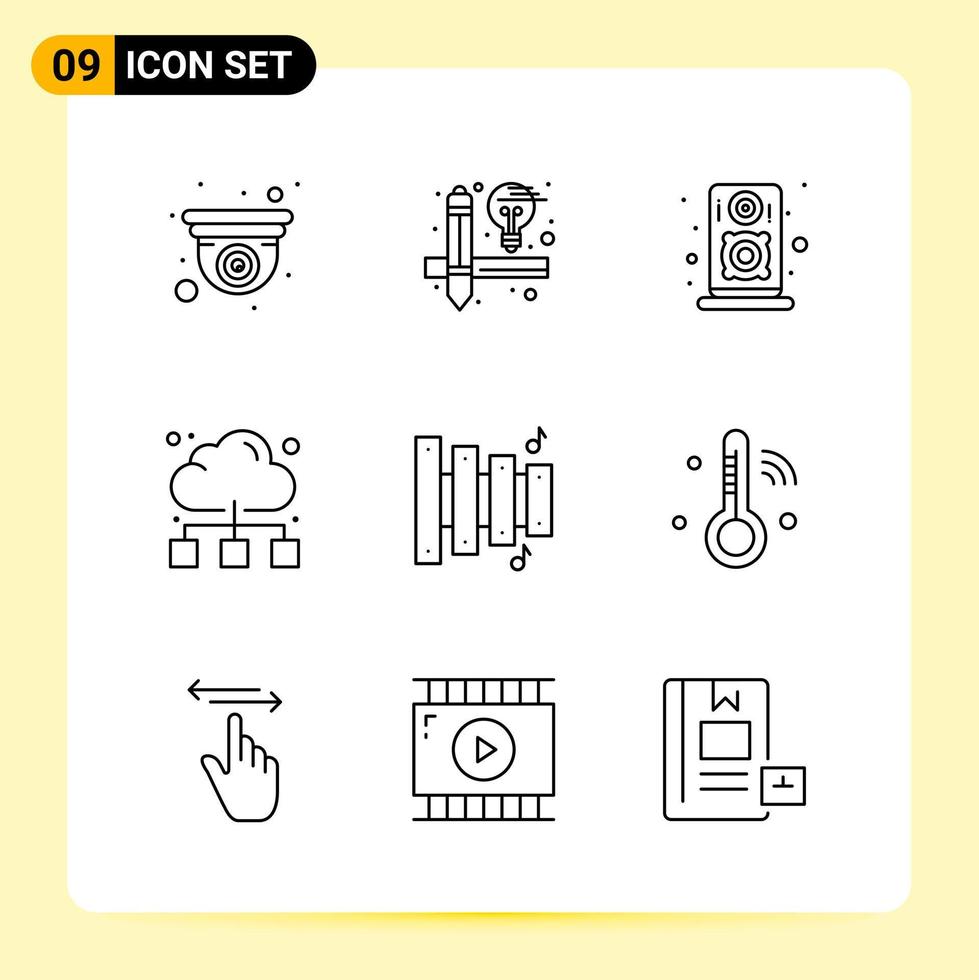 9 Creative Icons for Modern website design and responsive mobile apps 9 Outline Symbols Signs on White Background 9 Icon Pack vector