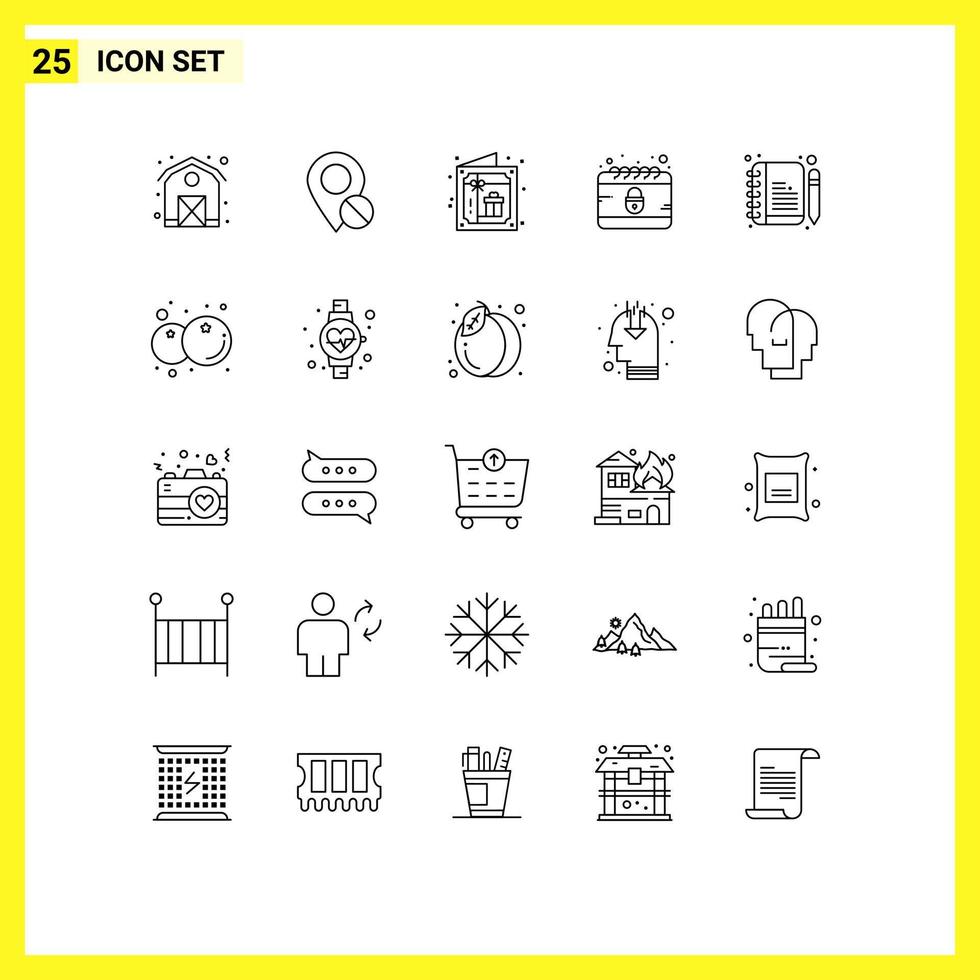 Modern Set of 25 Lines and symbols such as compose internet birthday cyber calendar Editable Vector Design Elements