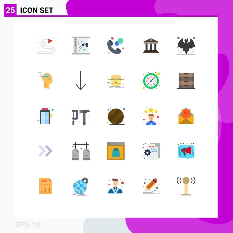 conjunto de 25 iconos modernos de la interfaz de usuario signos de símbolos para elementos de diseño de vectores editables del banco de financiación de llamadas de construcción de murciélagos