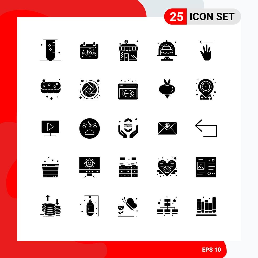 Universal Icon Symbols Group of 25 Modern Solid Glyphs of cakes baking celebration baked dollar Editable Vector Design Elements