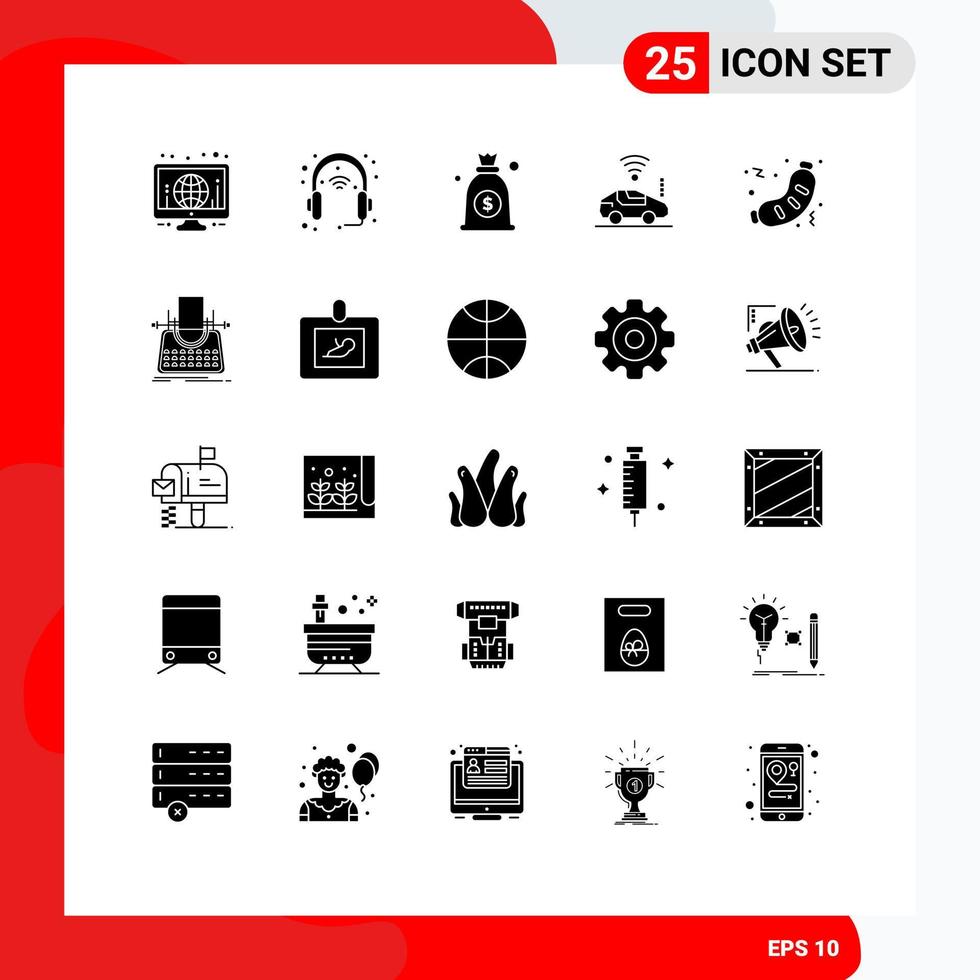 Universal Icon Symbols Group of 25 Modern Solid Glyphs of fast signal set wifi atou Editable Vector Design Elements