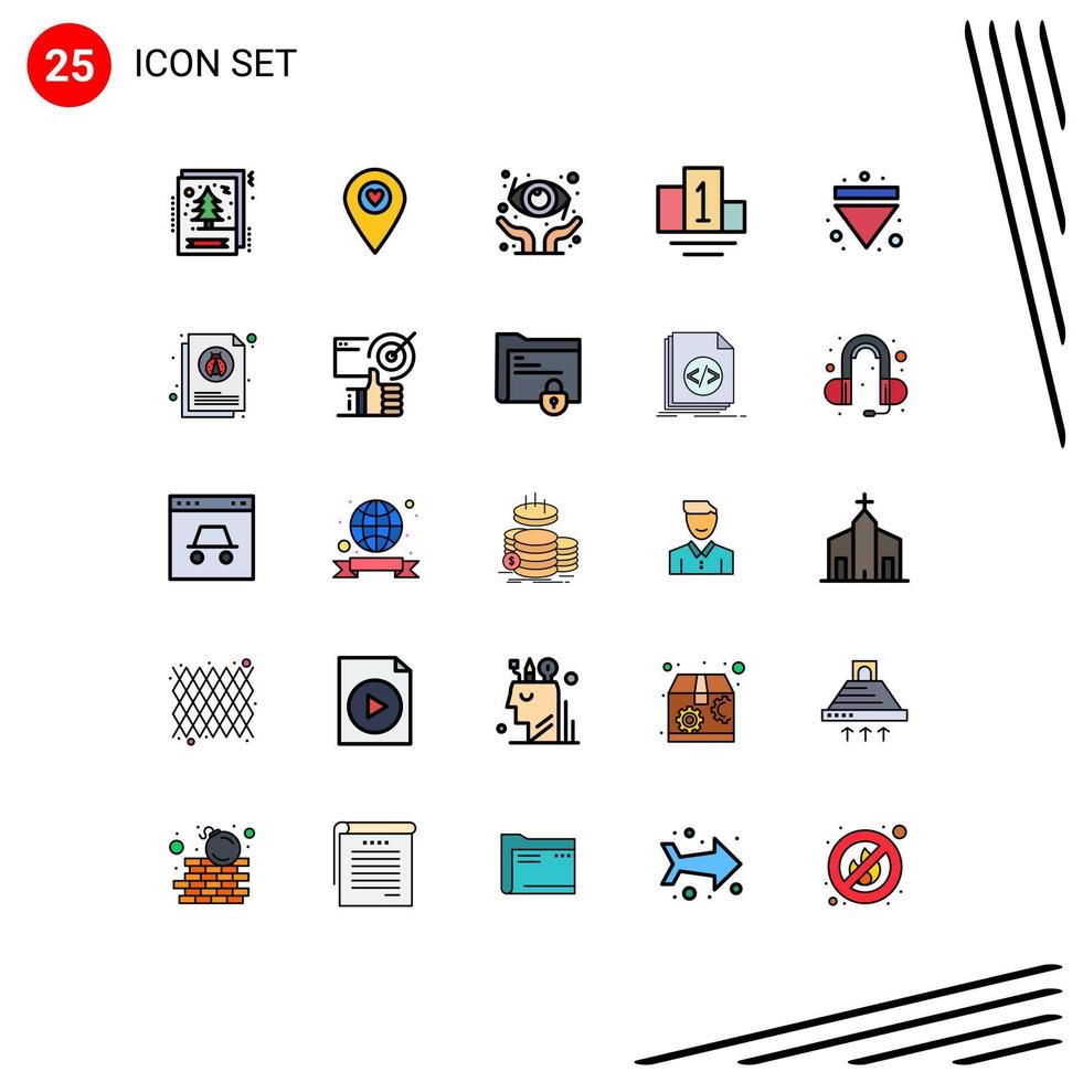 Universal Icon Symbols Group of 25 Modern Filled line Flat Colors of bug multimedia protect eject sport Editable Vector Design Elements