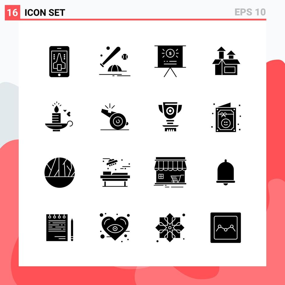 Collection of 16 Vector Icons in solid style Modern Glyph Symbols for Web and Mobile Solid Icon Sign Isolated on White Background 16 Icons