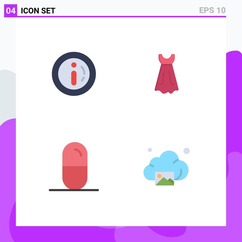 Pictogram Set of 4 Simple Flat Icons of ecommerce sport shopping wedding cloud Editable Vector Design Elements