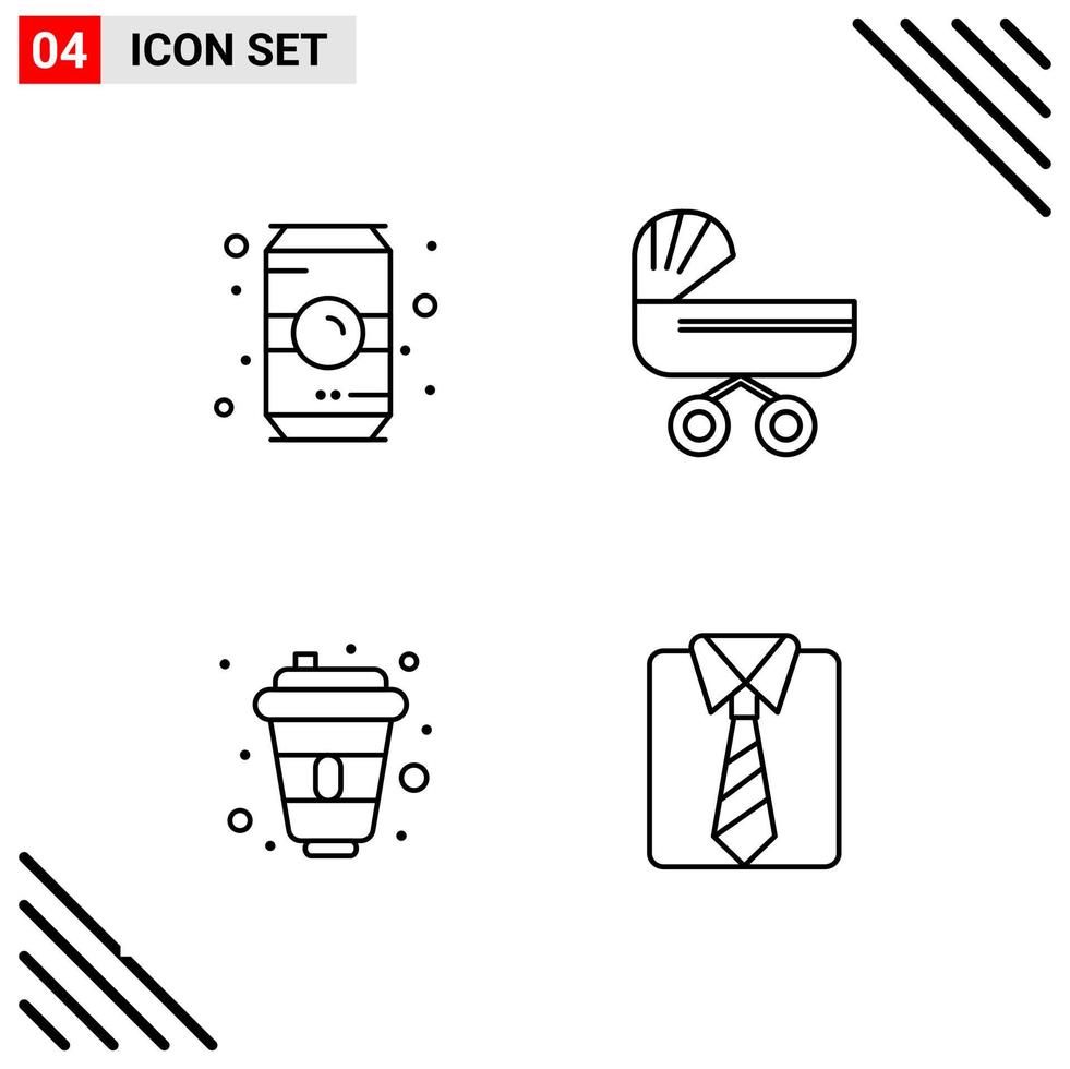 conjunto perfecto de píxeles de iconos de 4 líneas conjunto de iconos de esquema para el diseño de sitios web y la interfaz de aplicaciones móviles vector