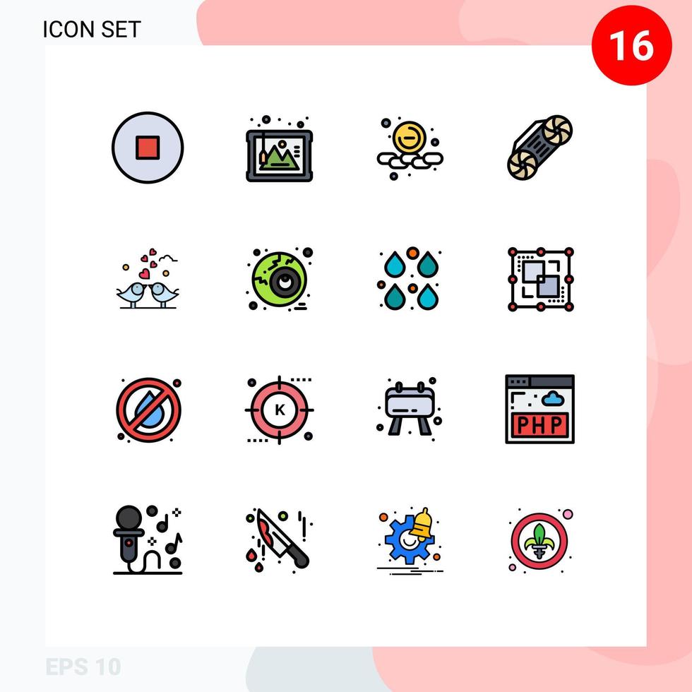 16 iconos creativos signos y símbolos modernos de amor de boda tecnología de corazones más pequeños elementos de diseño de vectores creativos editables