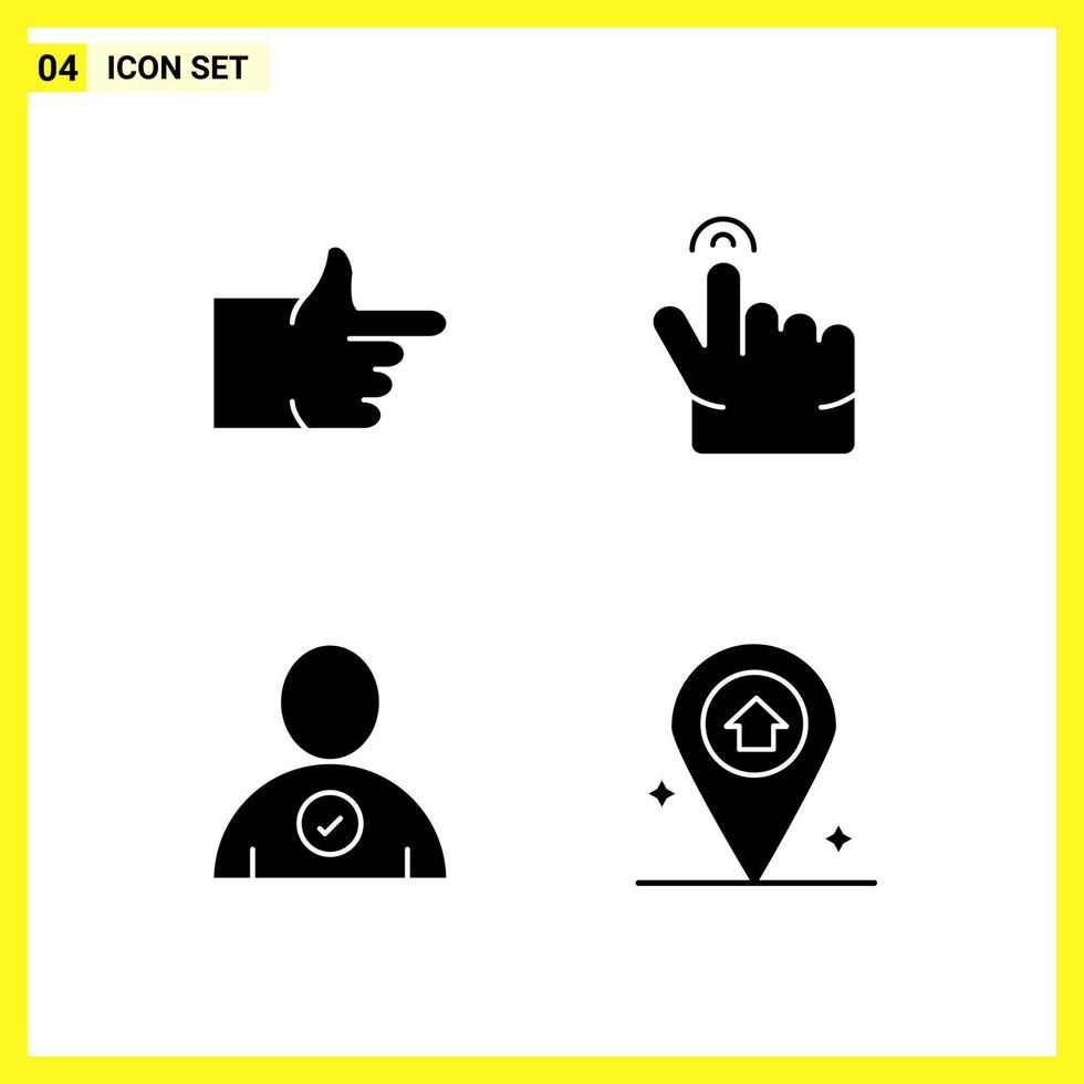 4 Icon Set Simple Solid Symbols Glyph Sign on White Background for Website Design Mobile Applications and Print Media vector