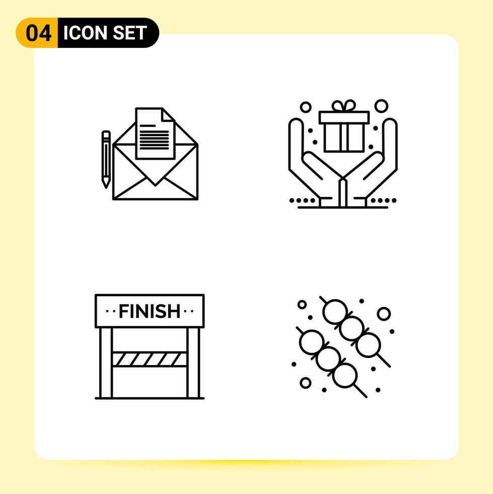4 Creative Icons for Modern website design and responsive mobile apps 4 Outline Symbols Signs on White Background 4 Icon Pack vector
