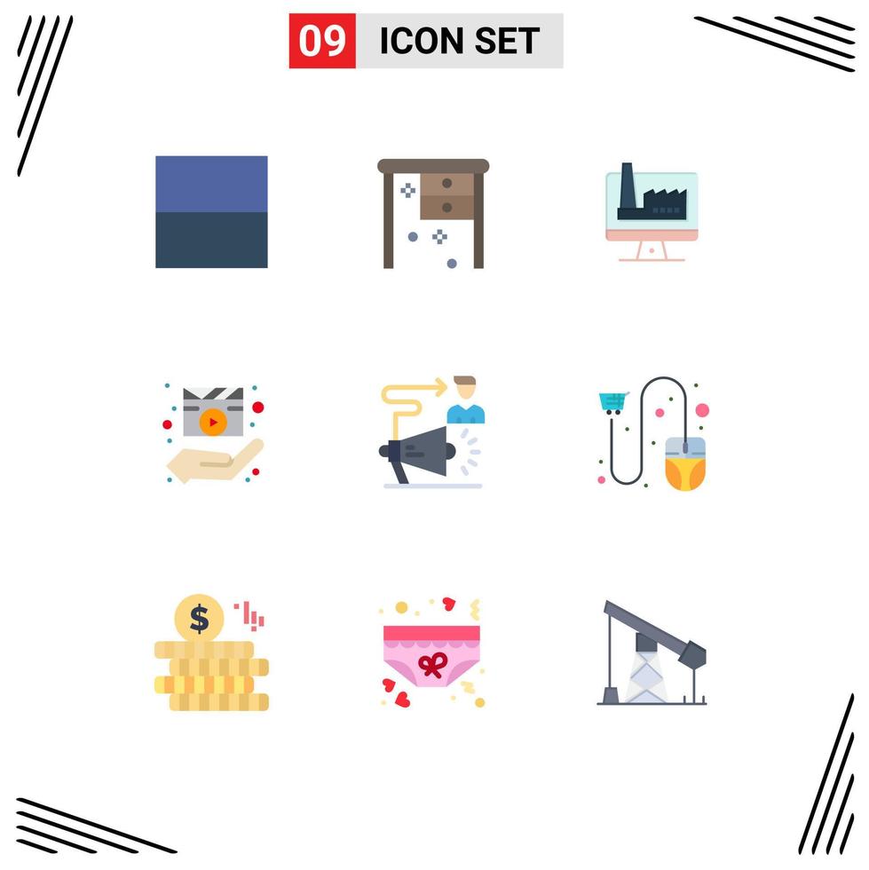 9 Creative Icons Modern Signs and Symbols of target movie building media player film Editable Vector Design Elements