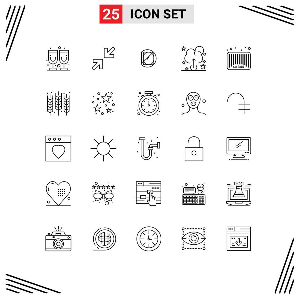 Universal Icon Symbols Group of 25 Modern Lines of agriculture barcode medicines bar code sale Editable Vector Design Elements