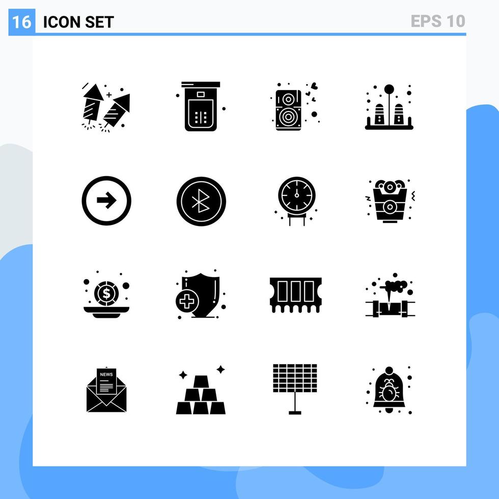 Set of 16 Commercial Solid Glyphs pack for button kitchen toilet salt speaker Editable Vector Design Elements