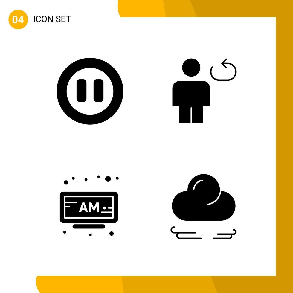 4 Icon Set Solid Style Icon Pack Glyph Symbols isolated on White Backgound for Responsive Website Designing vector