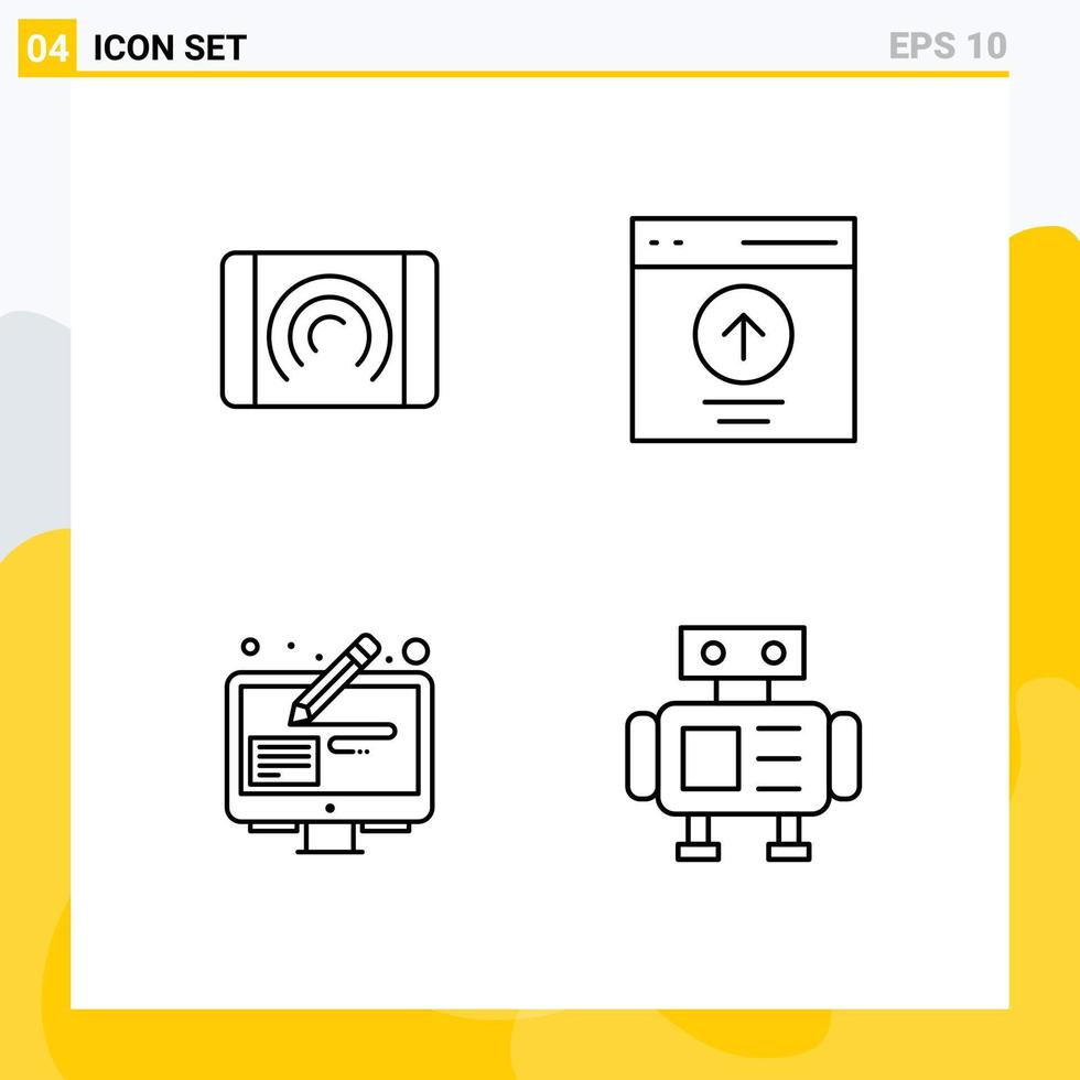 4 Line concept for Websites Mobile and Apps interaction design tools interface message graphic Editable Vector Design Elements