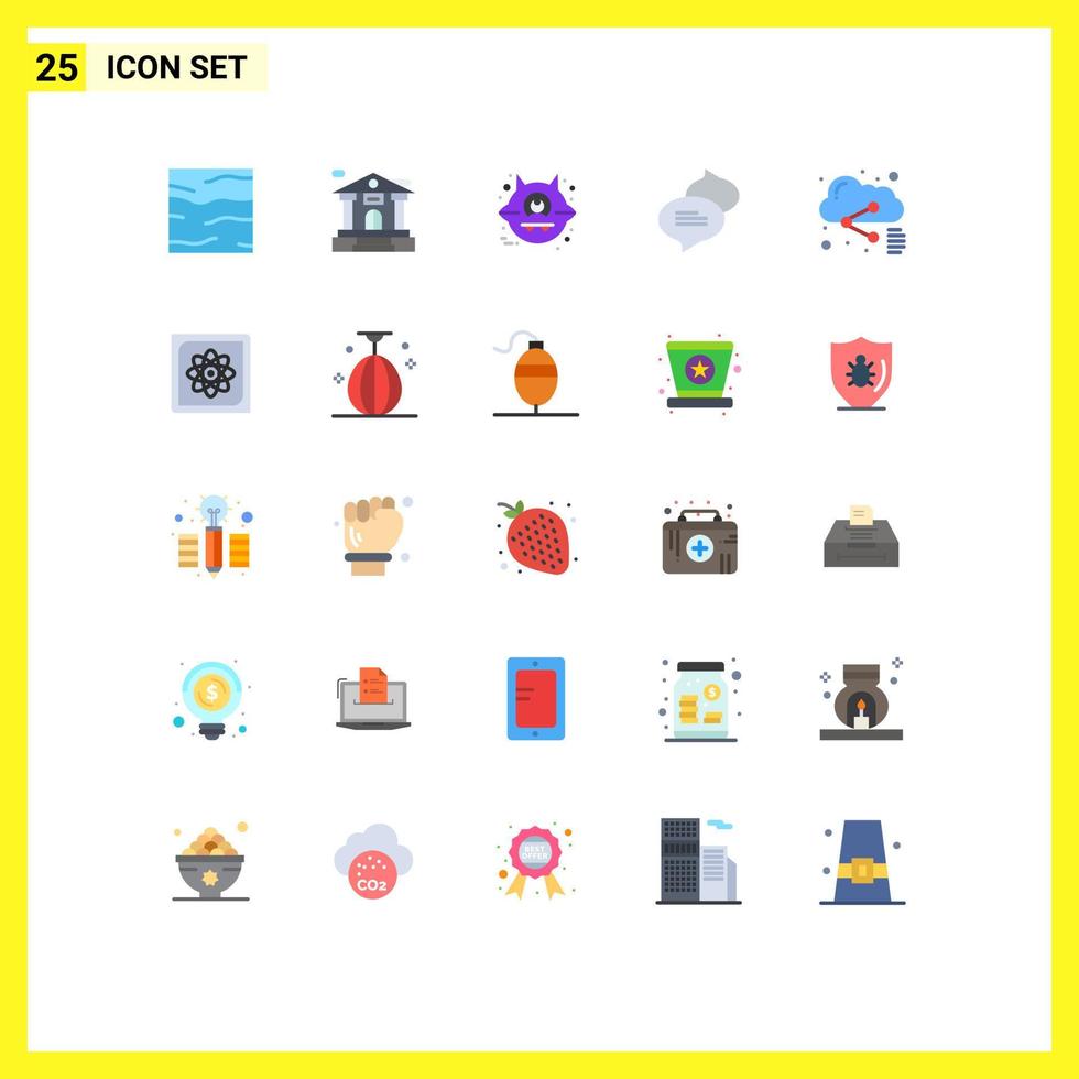 25 Flat Color concept for Websites Mobile and Apps sharing file animal cloud messaging Editable Vector Design Elements