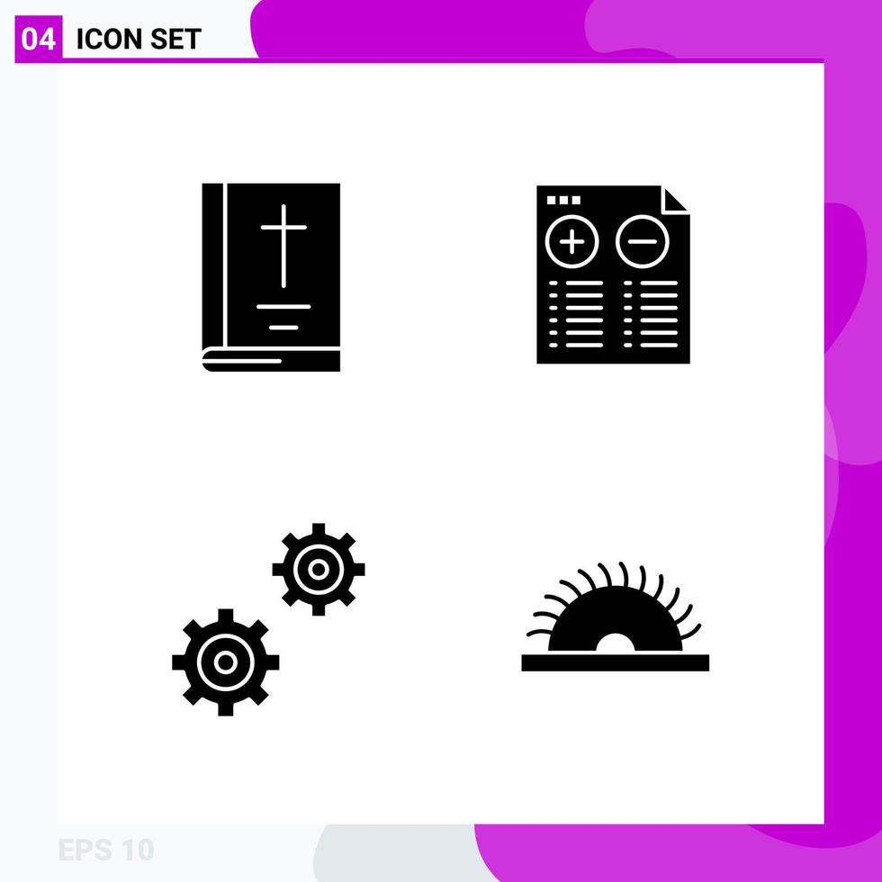 Solid Icon set Pack of 4 Glyph Icons isolated on White Background for Web Print and Mobile vector