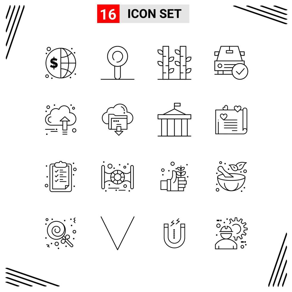 16 Icons Line Style Grid Based Creative Outline Symbols for Website Design Simple Line Icon Signs Isolated on White Background 16 Icon Set vector