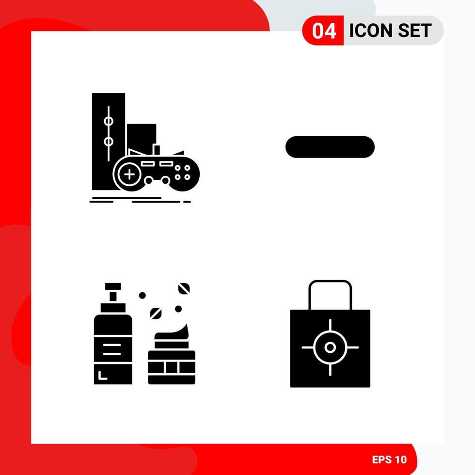 Creative Set of 4 Universal Glyph Icons isolated on White Background vector