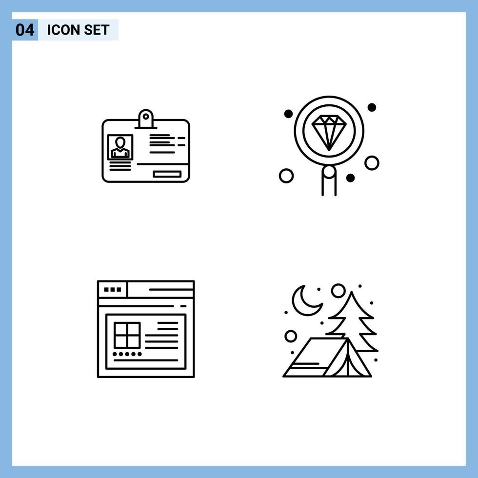Pack of 4 creative Filledline Flat Colors of pass internet id development web Editable Vector Design Elements