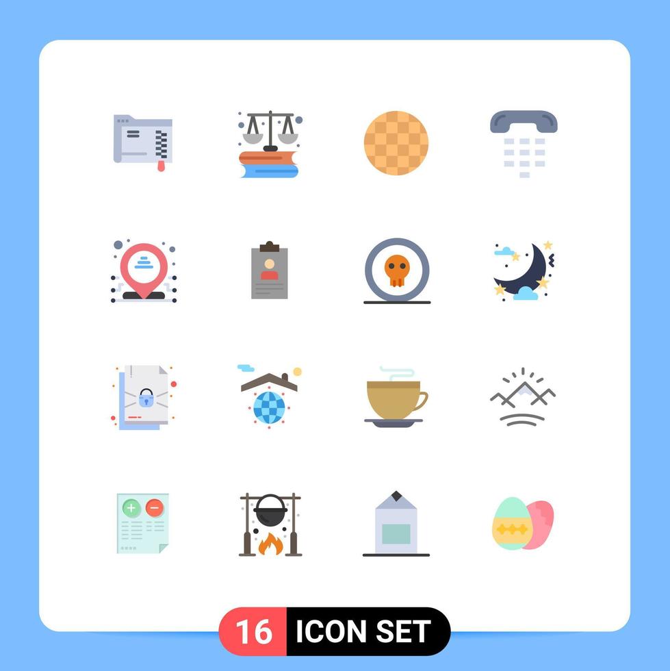 User Interface Pack of 16 Basic Flat Colors of dedicated phone food device communication Editable Pack of Creative Vector Design Elements