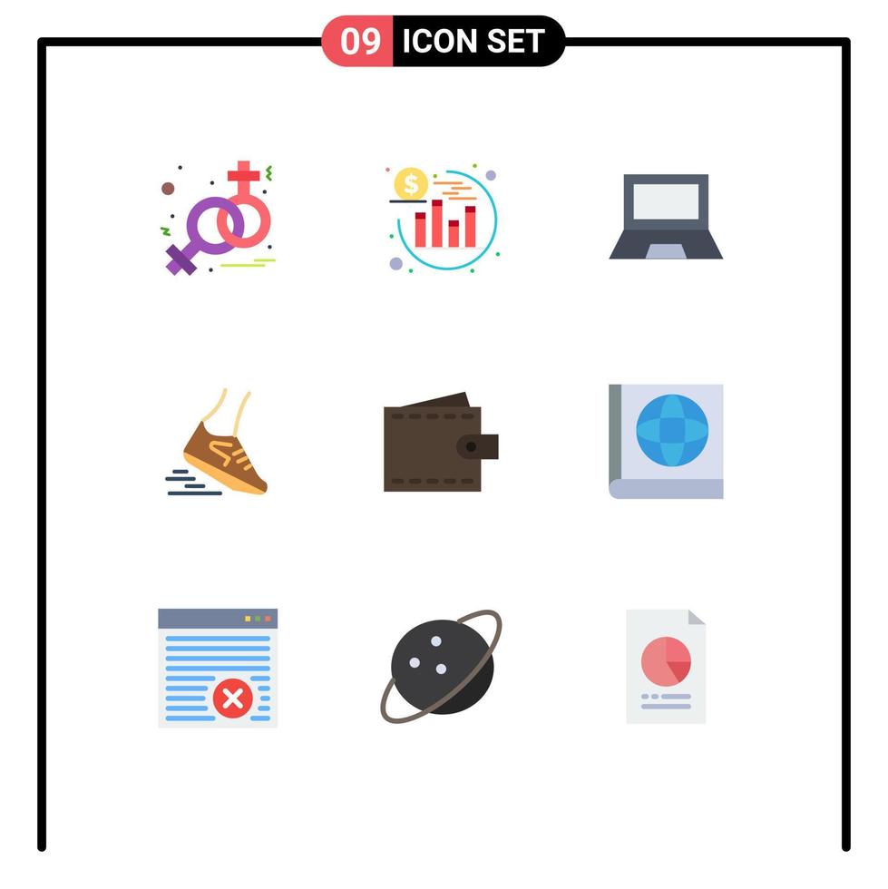 9 Thematic Vector Flat Colors and Editable Symbols of finance running gadget runner leg Editable Vector Design Elements