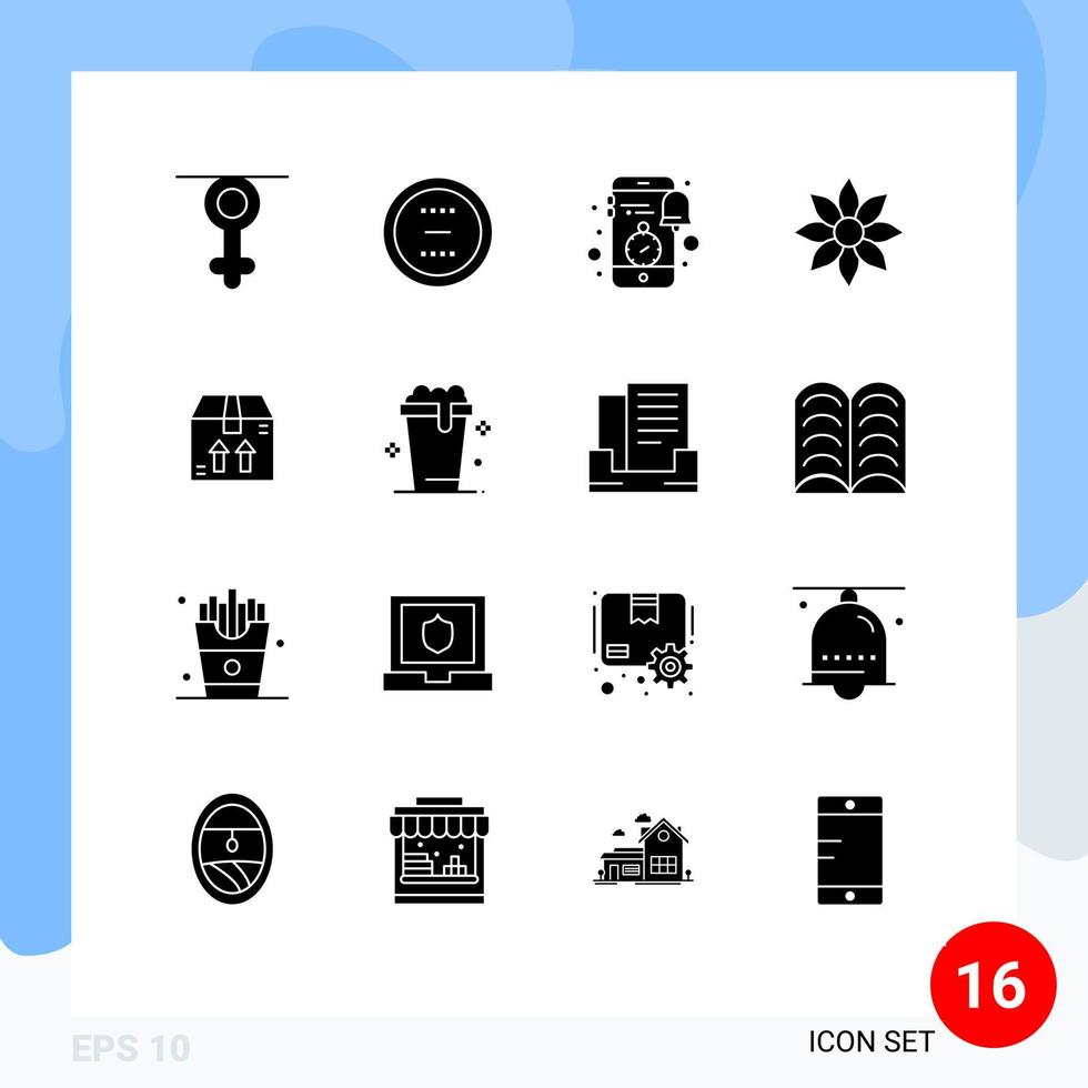 conjunto de 16 iconos de interfaz de usuario modernos símbolos signos para flor amarilis flor menos amarilis reloj elementos de diseño vectorial editables vector