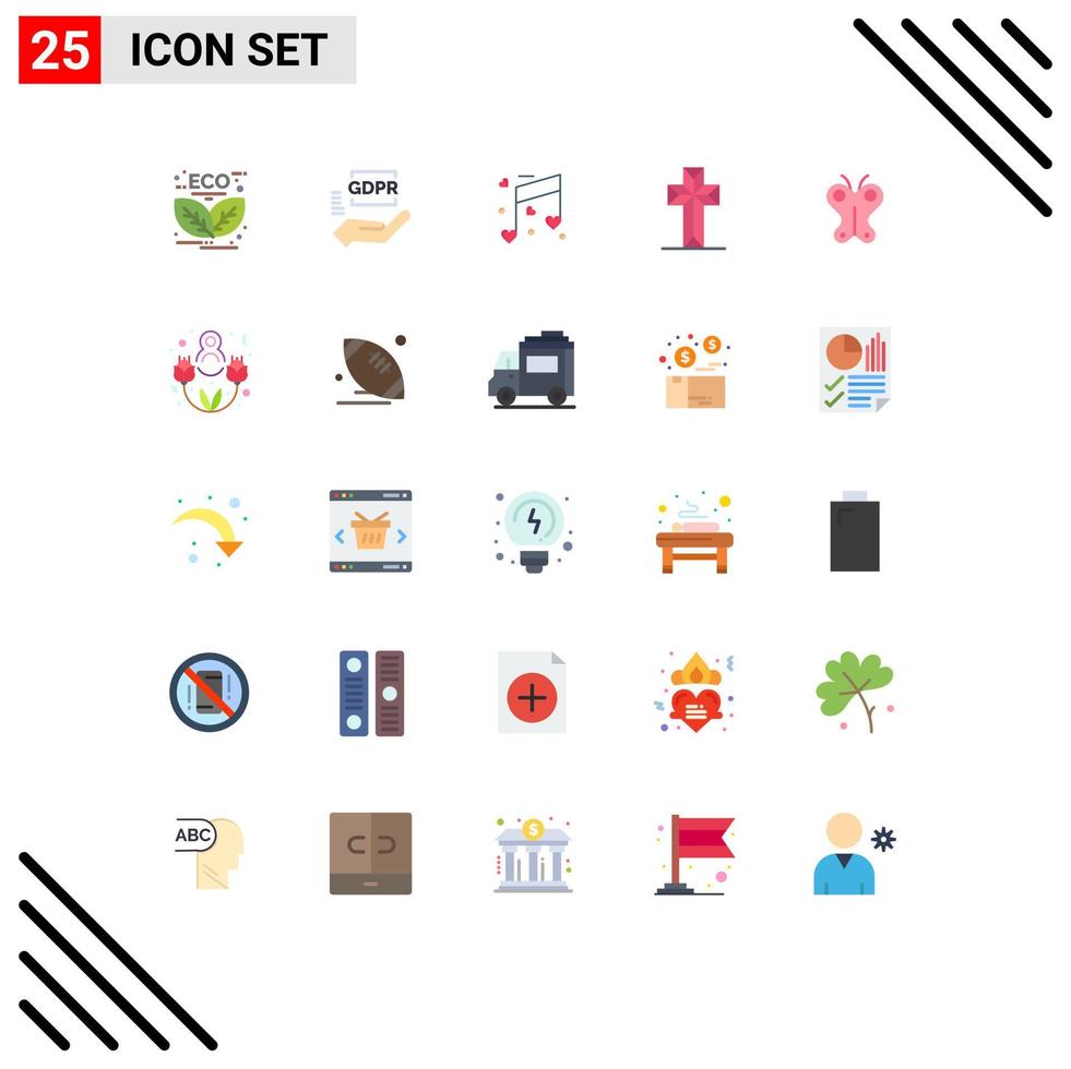 Pictogram Set of 25 Simple Flat Colors of animal cross protection christian wedding Editable Vector Design Elements