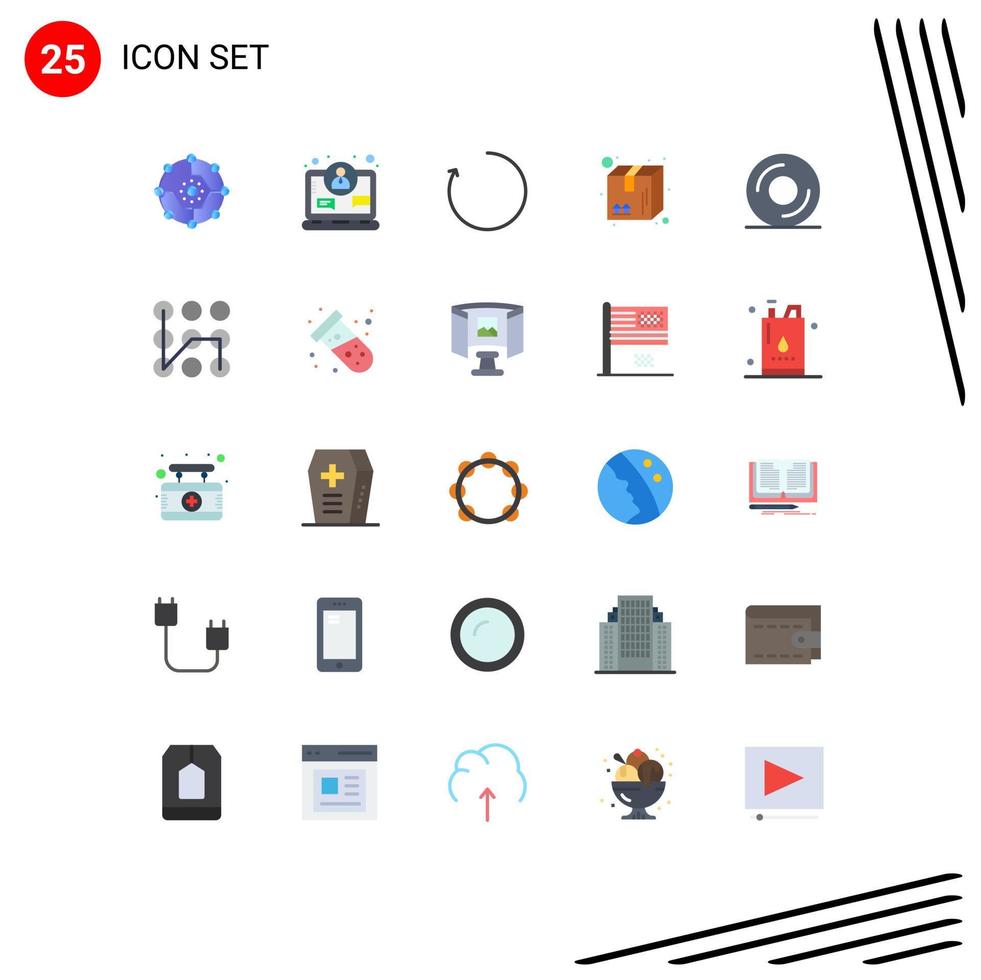 Set of 25 Commercial Flat Colors pack for cd box internet shipping pack Editable Vector Design Elements
