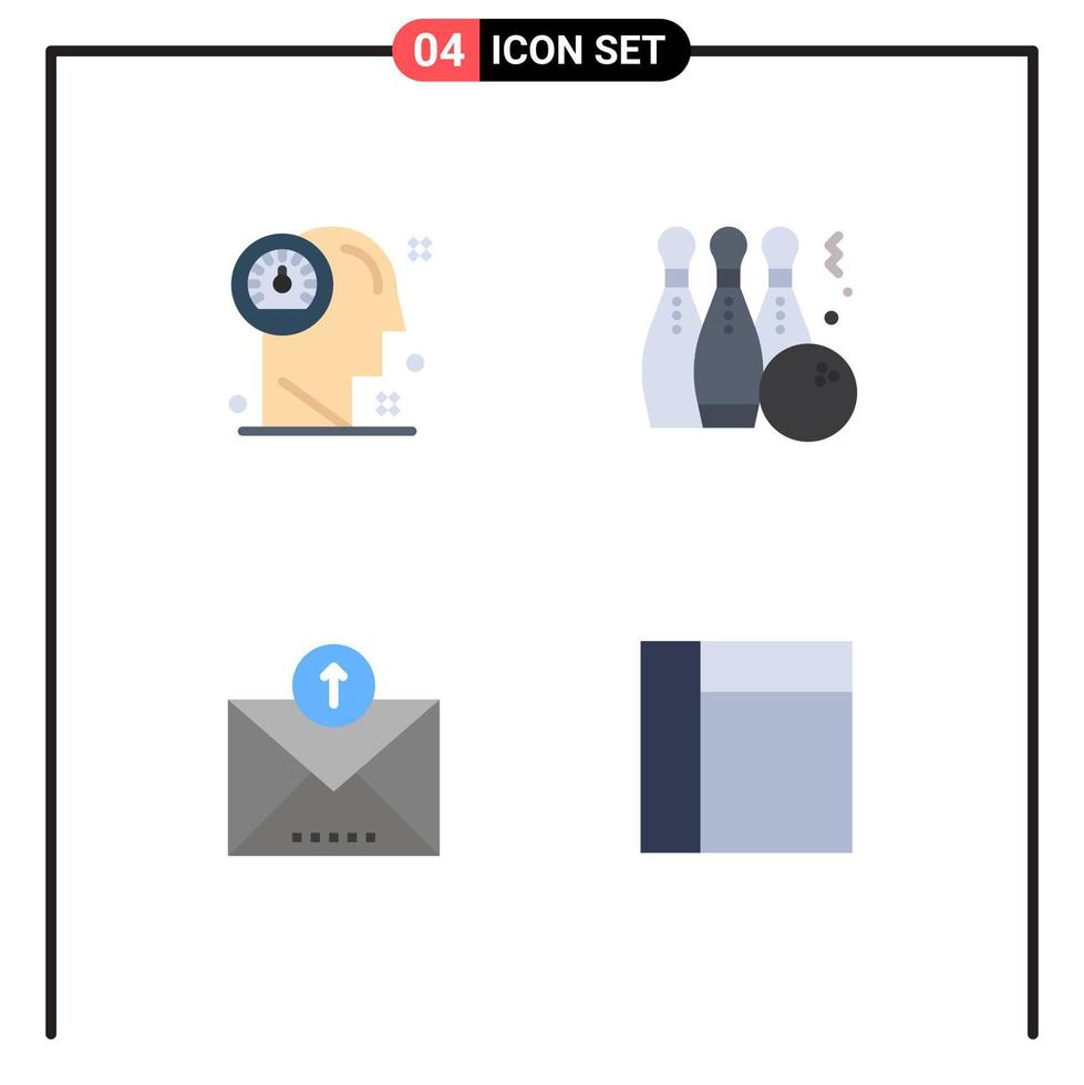 4 Thematic Vector Flat Icons and Editable Symbols of dashboard play human game email Editable Vector Design Elements