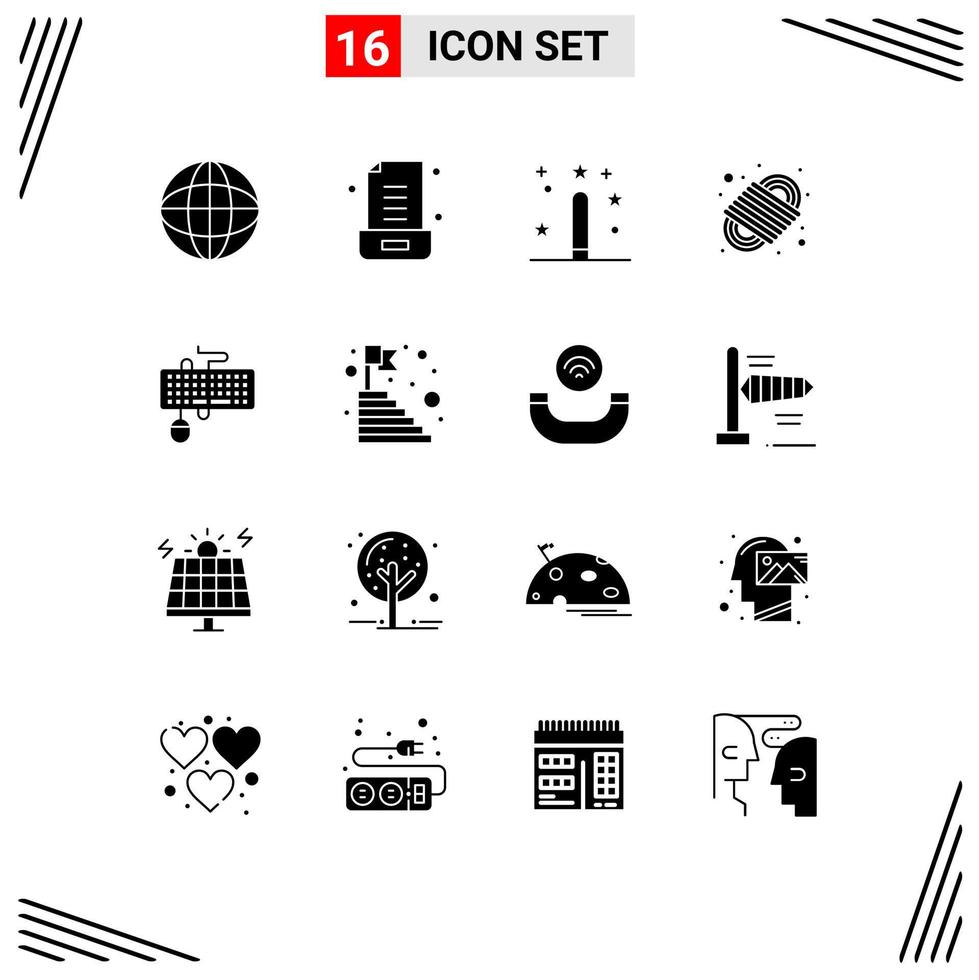 16 Thematic Vector Solid Glyphs and Editable Symbols of device para cord coding knot programing Editable Vector Design Elements