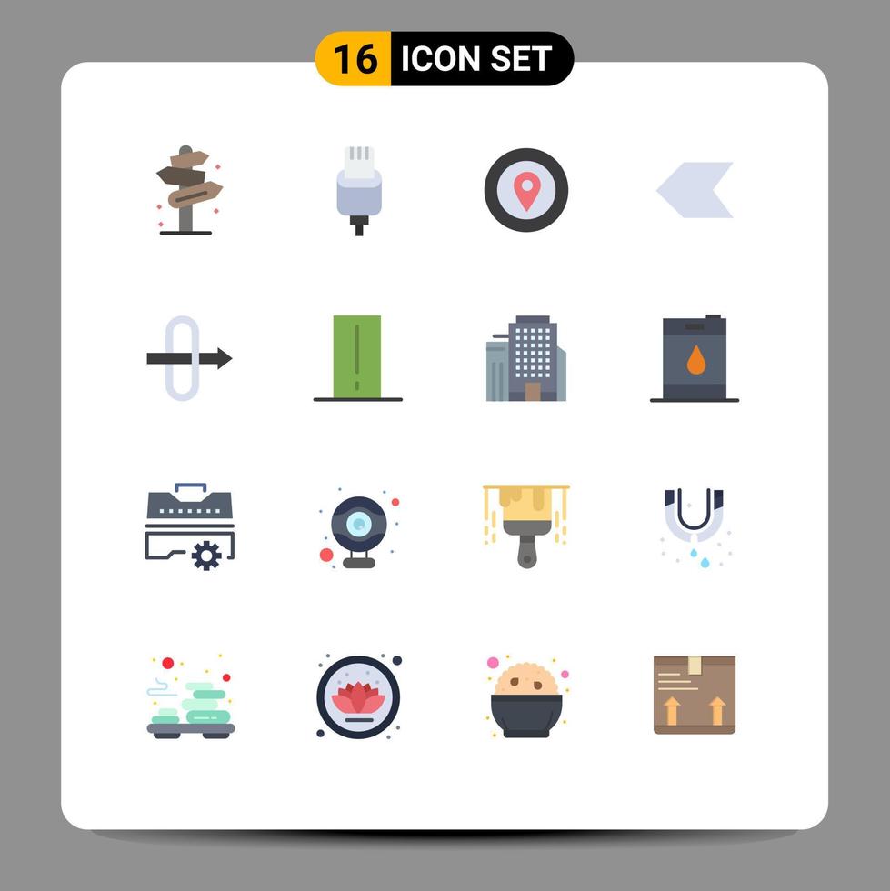 16 Universal Flat Color Signs Symbols of traffic left lightning pointer star Editable Pack of Creative Vector Design Elements