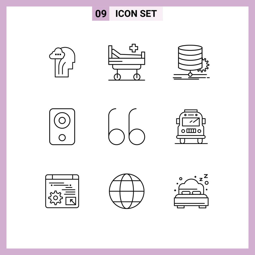 9 Universal Outlines Set for Web and Mobile Applications open hardware chart gadget computers Editable Vector Design Elements